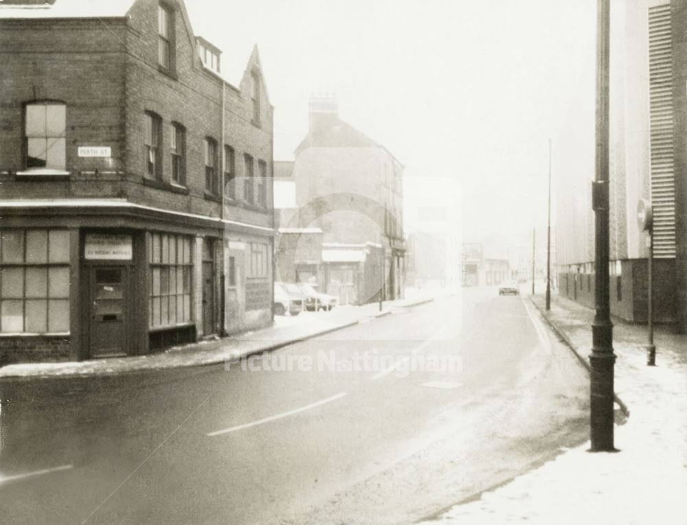 Looking South, Glasshouse Street, Nottingham, c 1970