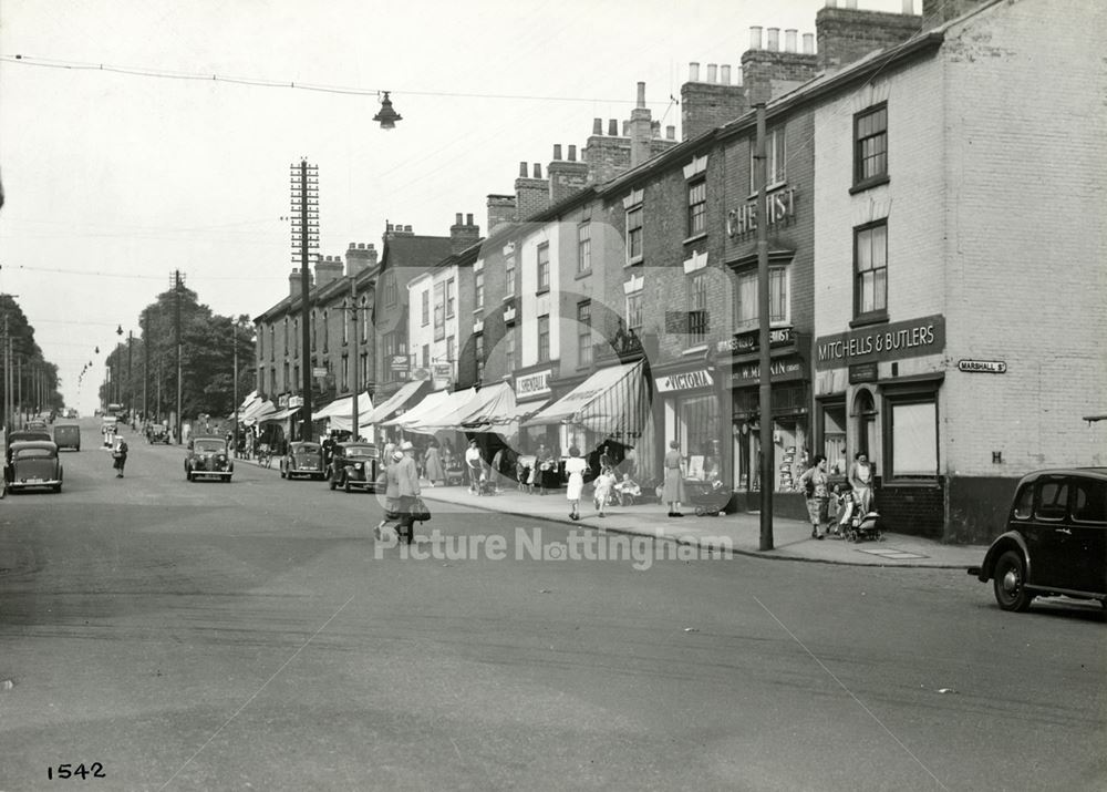 Mansfield Road Looking North from Marshall Street, Sherwood, Nottingham, c 1953