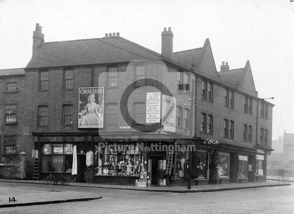 276-282 Ilkeston Road from Hague Street Junction, Radford, Nottingham, 1949