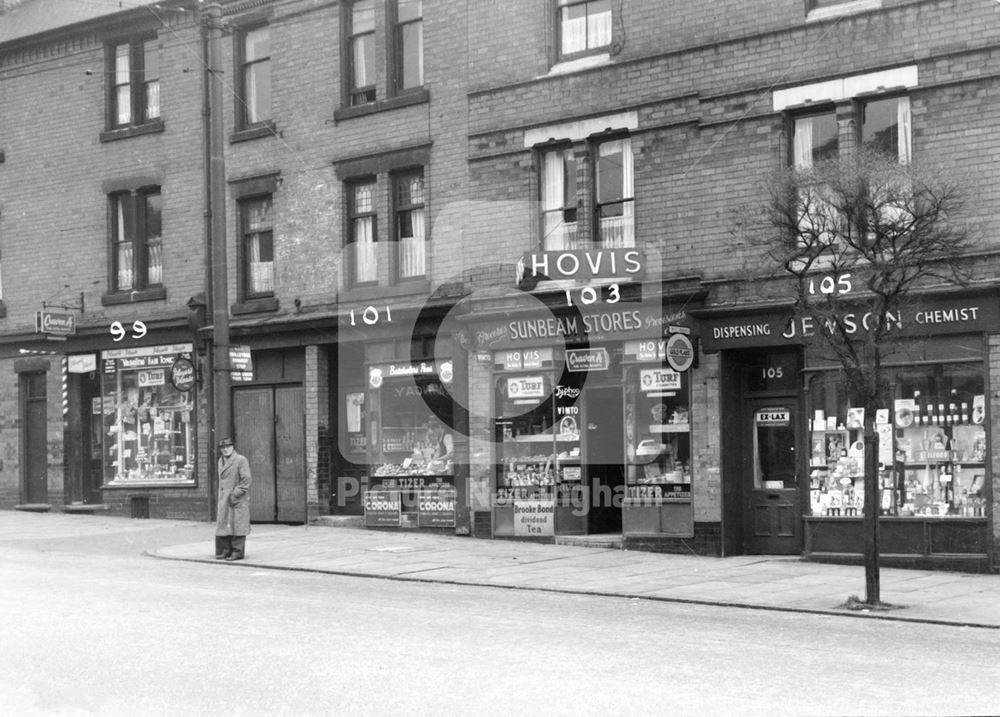 99-105 Ilkeston Road at Balfour Road, Radford, Nottingham, 1952