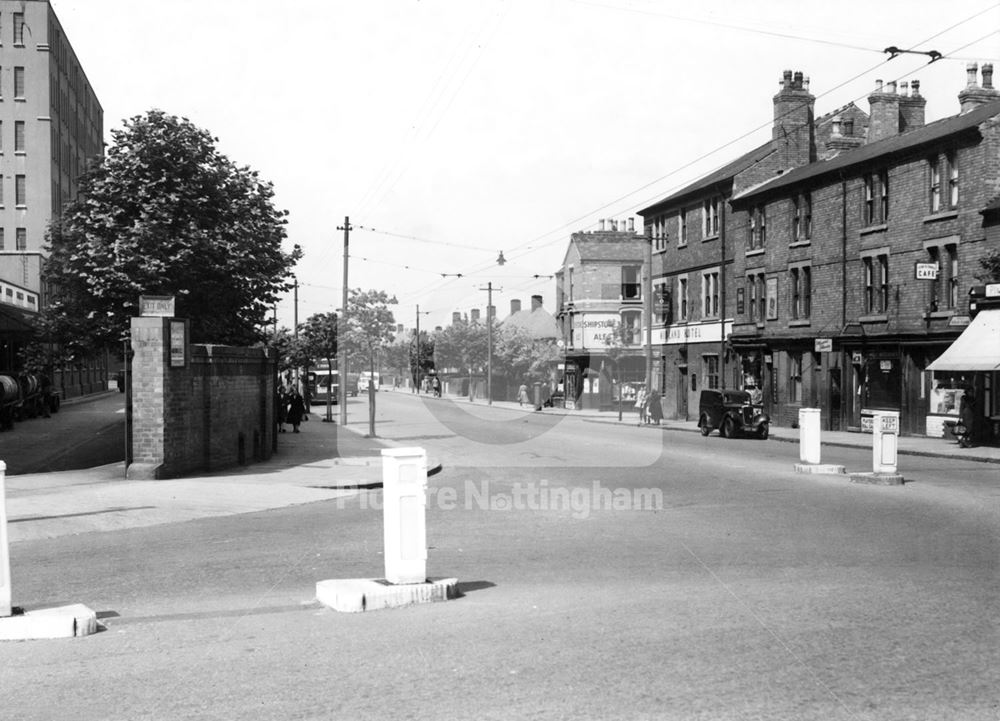 Wollaton Road Looking West from Triumph Road, Radford, Nottingham, 1954