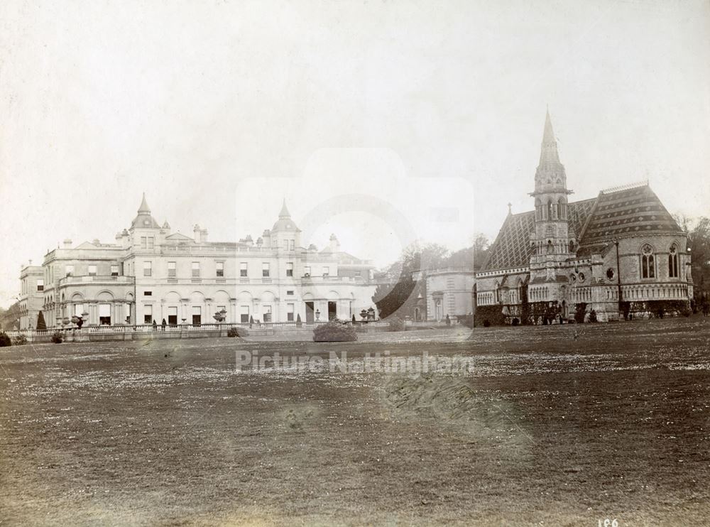 East Aspect, Clumber House (Hall) and Chapel, Clumber Park, c 1879-86