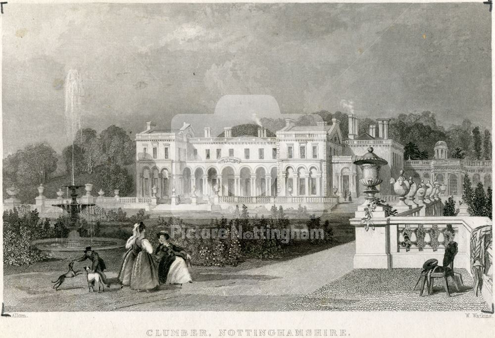 South-West Aspect, Clumber House (Hall), Clumber Park, c 1836