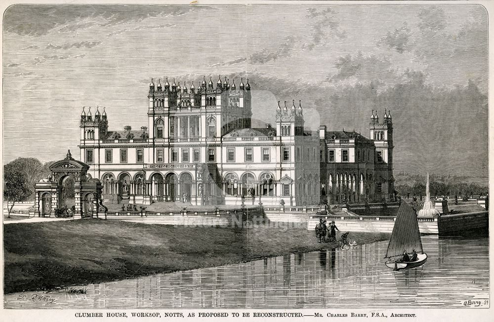 Proposed Reconstriction of Clumber House, Clumber Park, c 1850s