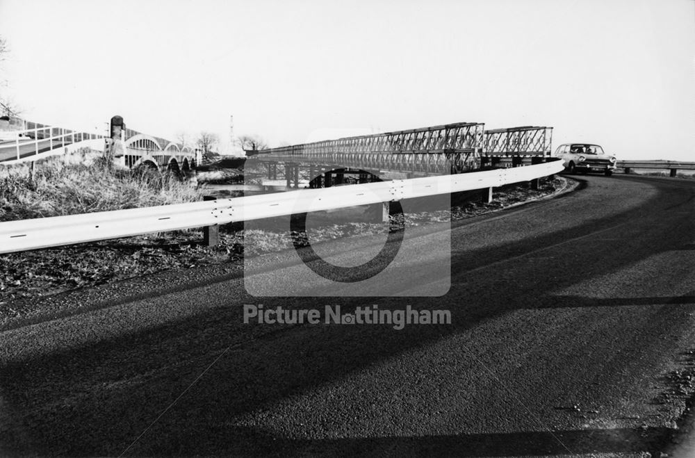 Temporary Bailey Bridge and Dunham Bridge, River Trent, Dunham on Trent, 1978