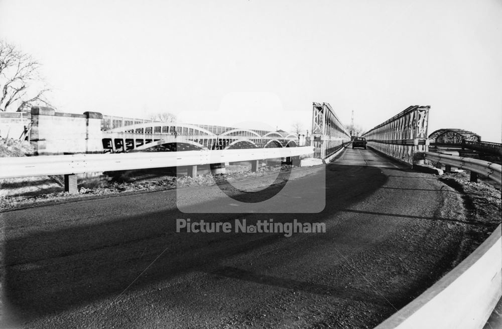 Temporary Bailey Bridge and Dunham Bridge, River Trent, Dunham on Trent, 1978