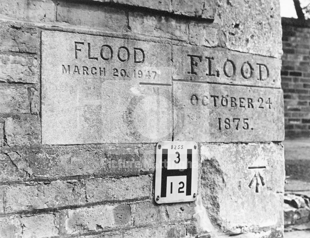 Flood Markers, All Saint's Church, Low Street, Collingham, 1964