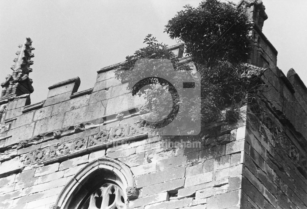 Frieze Decor, NW Pinnacle, St Mary's Church, off New Road, Colston Bassett, 1979