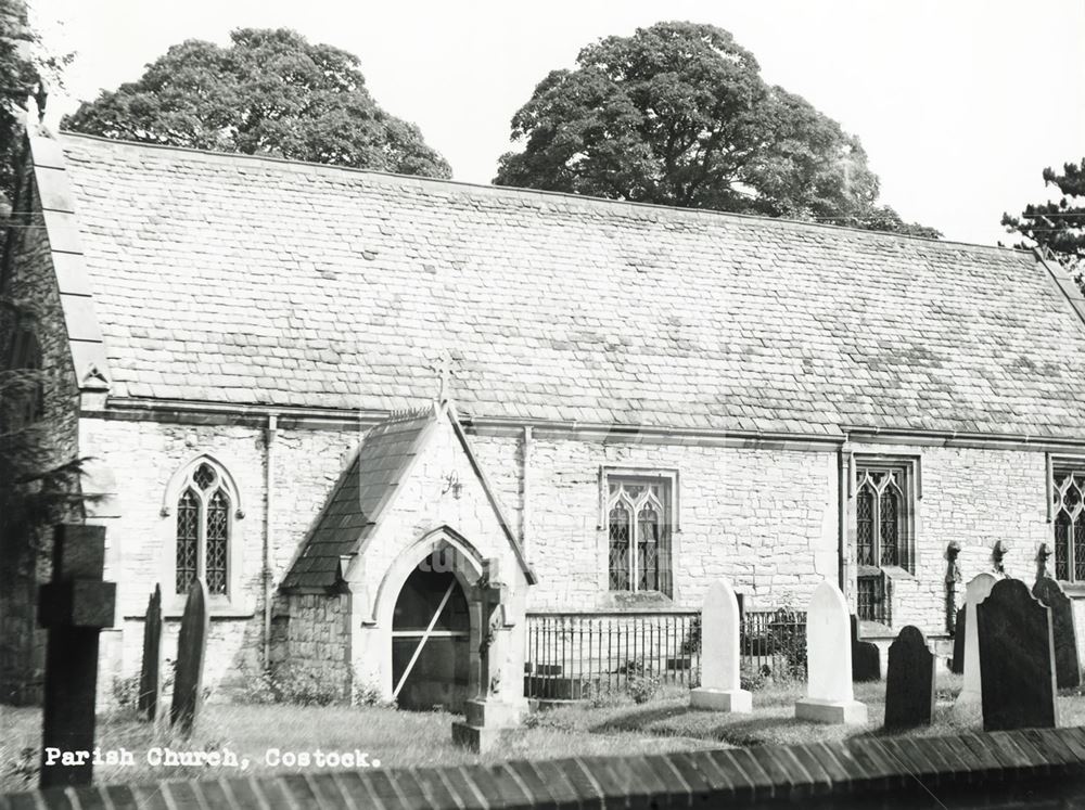 Exterior of St Giles Church, Church Lane, Costock, c 1950s ?