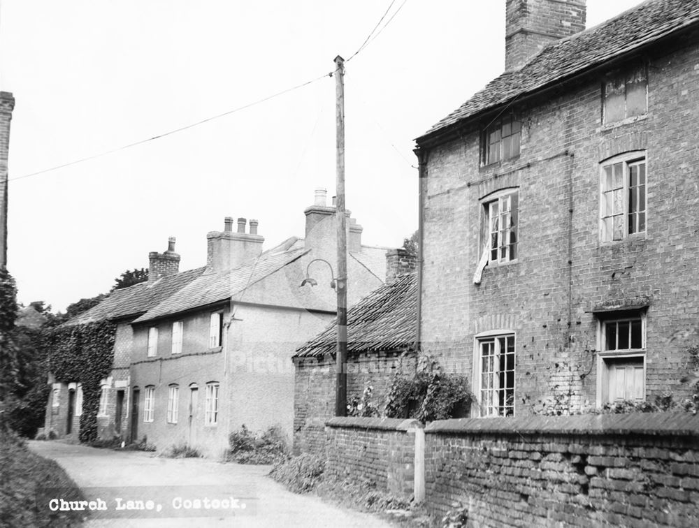 Cottages on Church Lane, Costock, c 1950s - 1960s