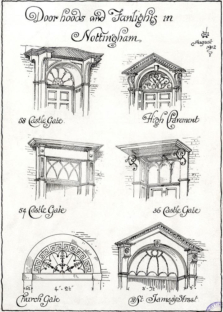 Various Door Hoods and Fanlights around Nottingham, 1912 