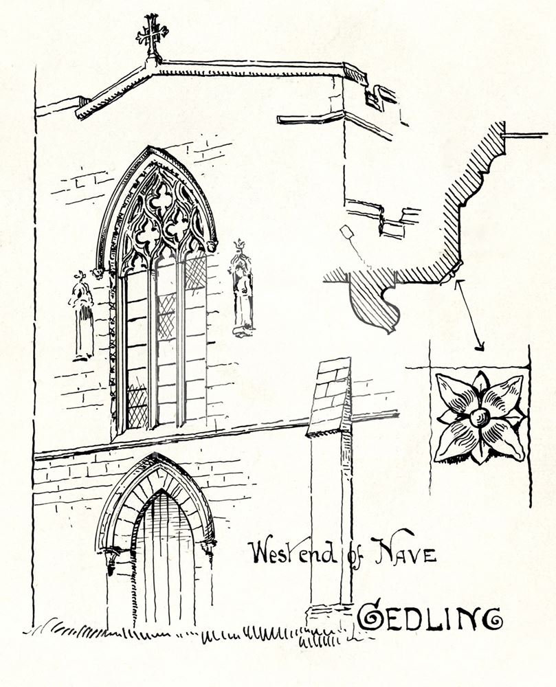 West End of Nave, All Hallows Church, Arnold Lane, Gedling, c 1916