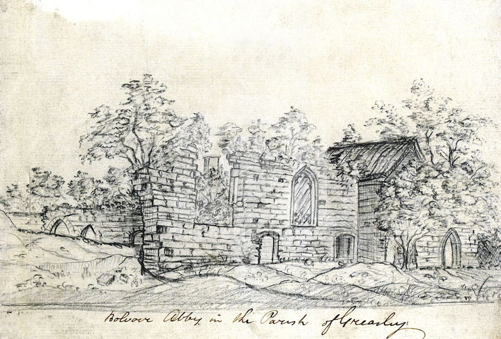 Remains of Beauvale Priory by William Stretton, c 1810