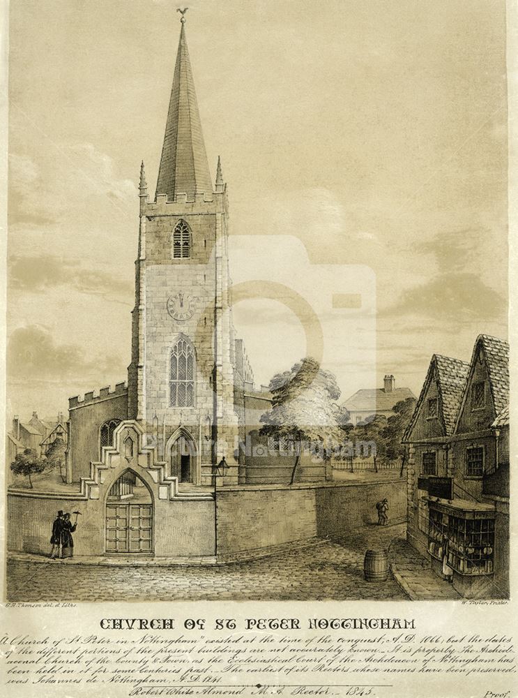 St Peter's Church, St Peter's Gate, Nottingham, 1845