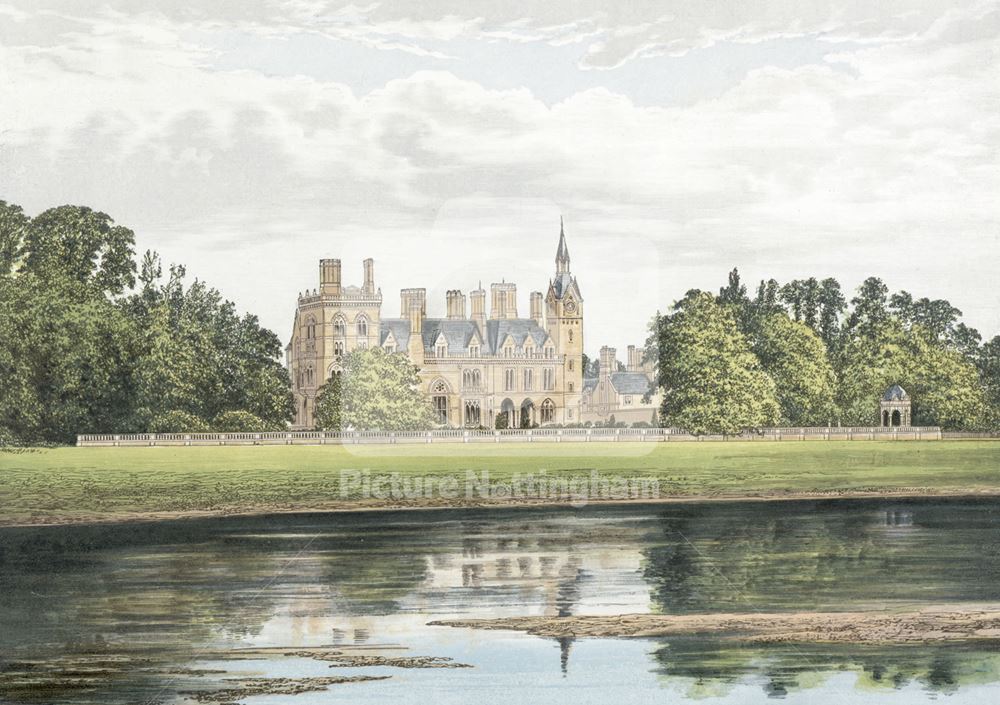 Kelham Hall from River Trent, Kelham, c 1868