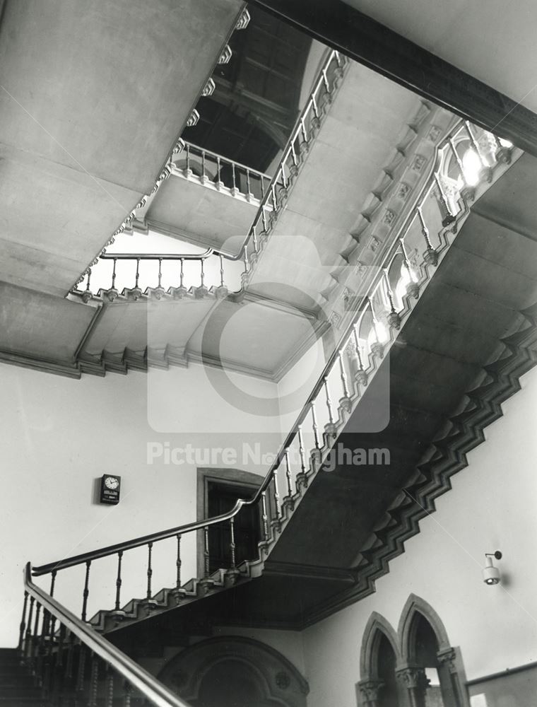 Staircase, Kelham Hall, Kelham, 1973