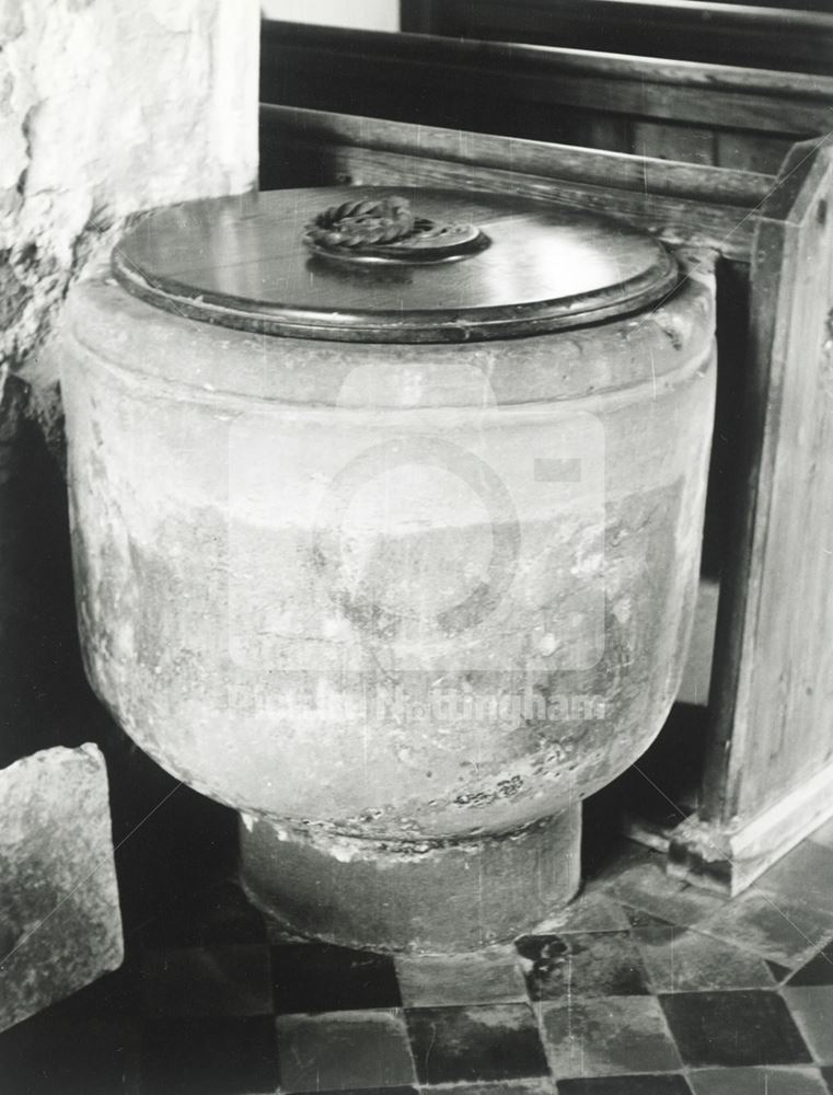 Font, St Helen's Church, Kneeton, 1978