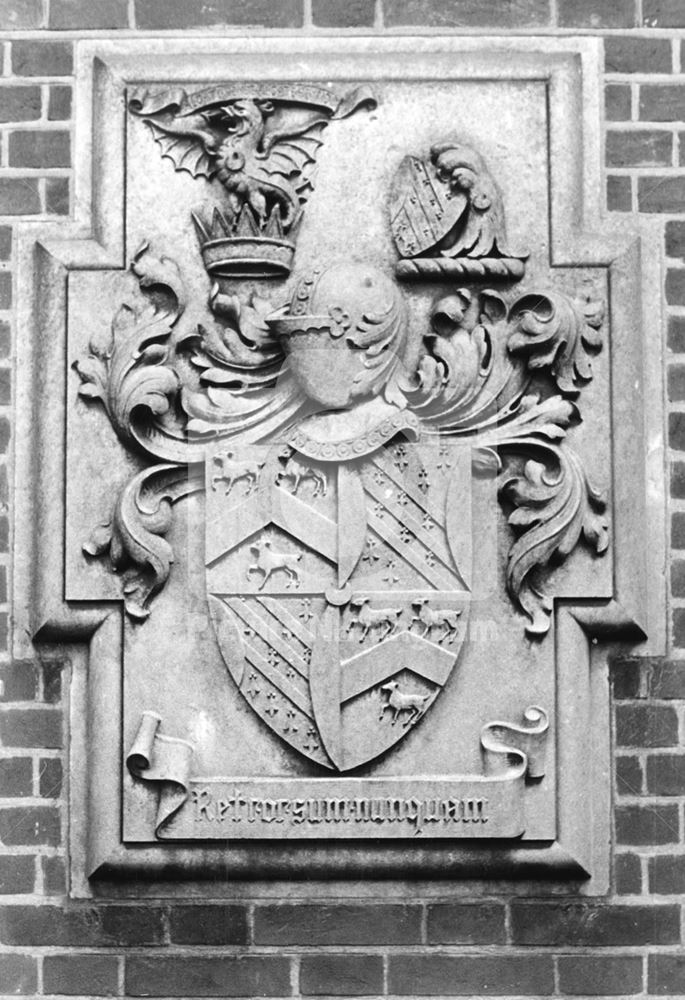 Coat of Arms, Hind Almshouses, Village Street, Edwalton, 1975