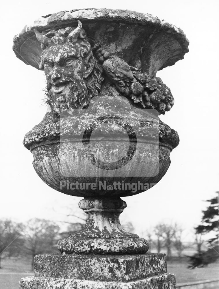 Stone Vase in Garden, Kingston Hall, Kingston on Soar, 1978