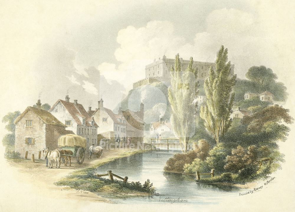 Nottingham Castle and The River Leen, 1822