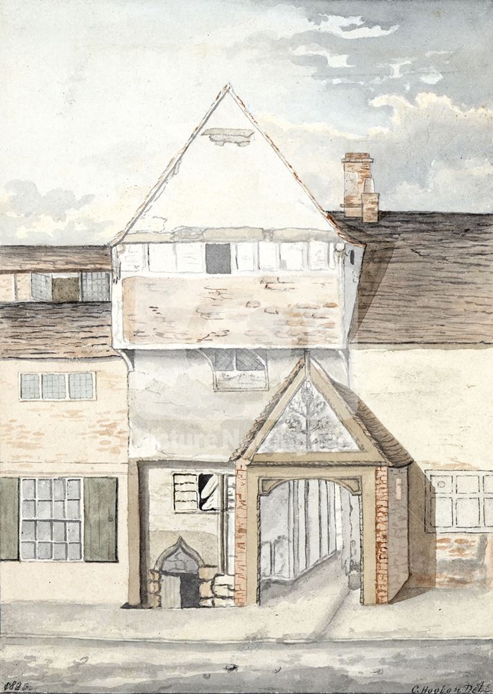 Old House and Porch, Fisher Gate, Nottingham, 1825