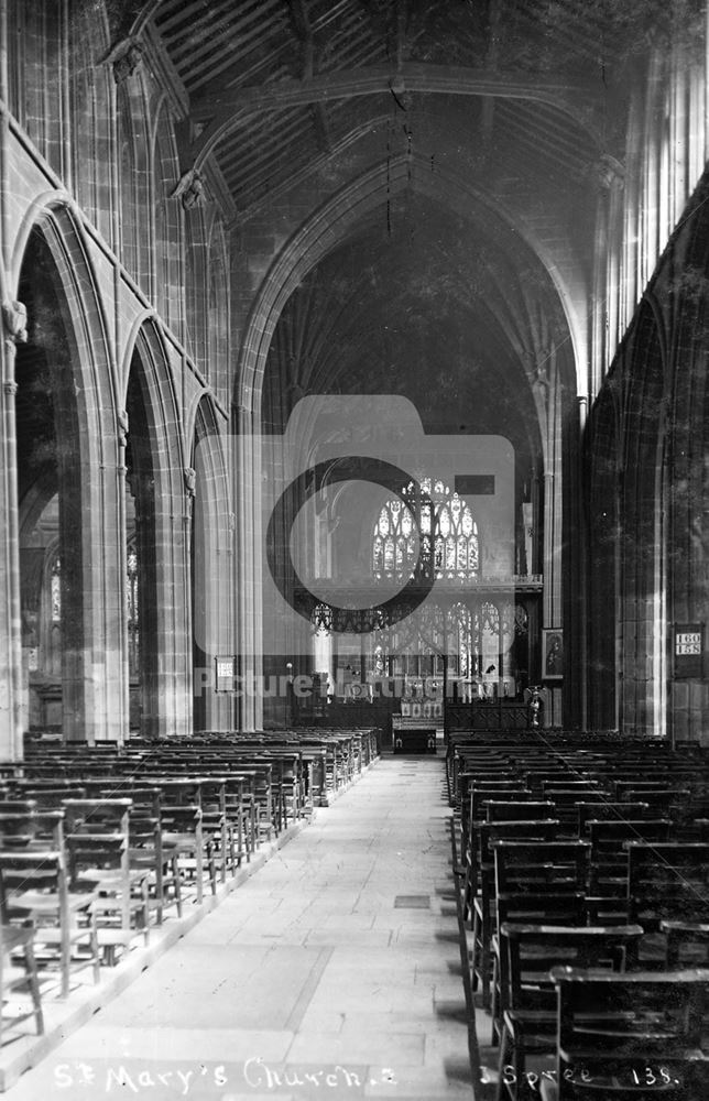 St Mary's Church Interior, High Pavement, Lace Market, Nottingham, c 1925