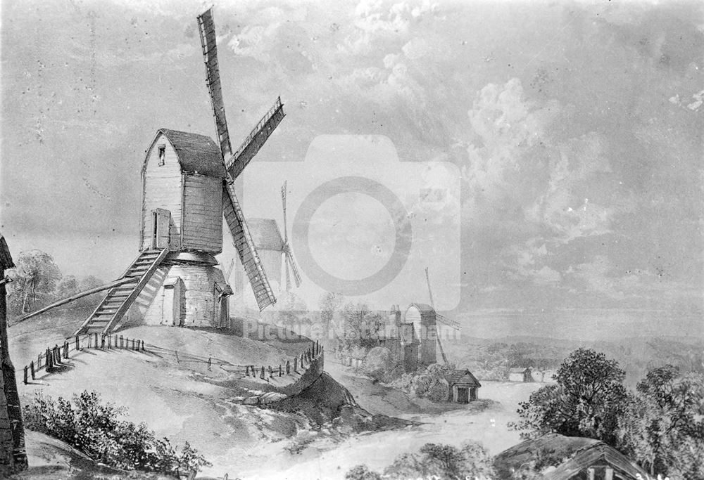 Windmills on the Forest, Forest Road, Nottingham, 1860