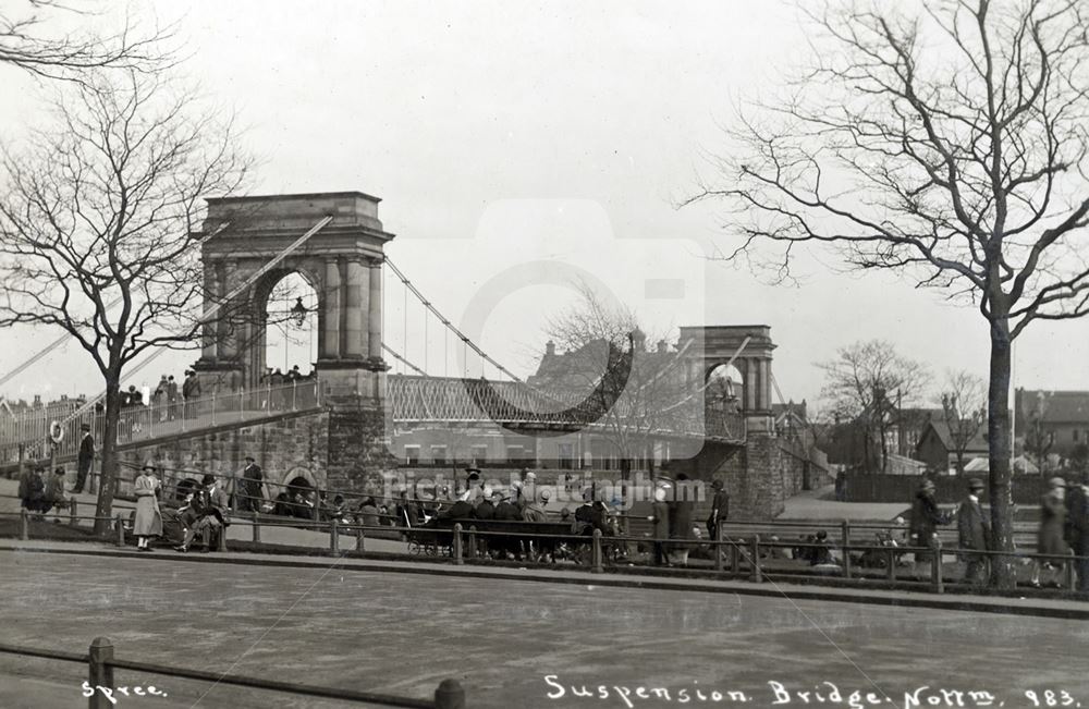 Suspension Bridge, Victoria Embankment, The Meadows, Nottingham, c 1925