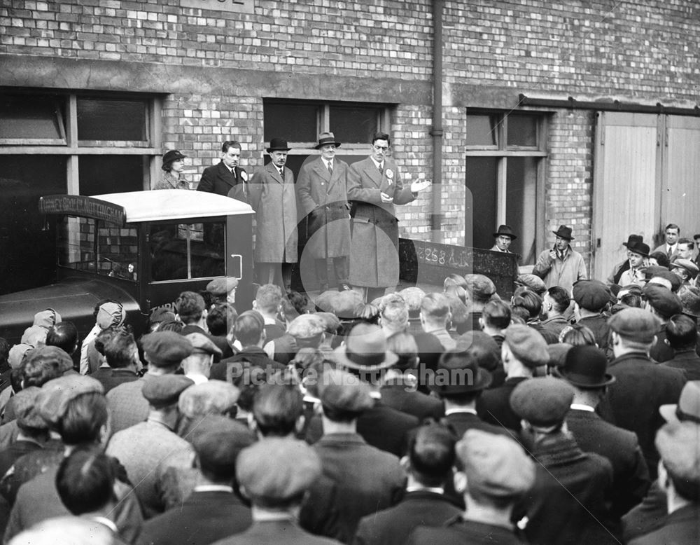 General Election Canvassing, Turney Brothers, Leather Works, Trent Bridge, Nottingham, 1935