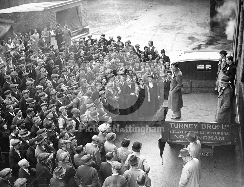 General Election Canvassing, Turney Brothers, Leather Works, Trent Bridge, Nottingham, 1935