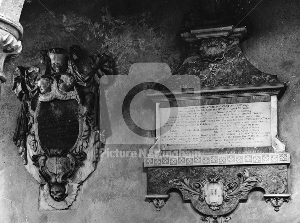 Cartwright Monument, St Wilfrid's Church, Marnham, c 1950