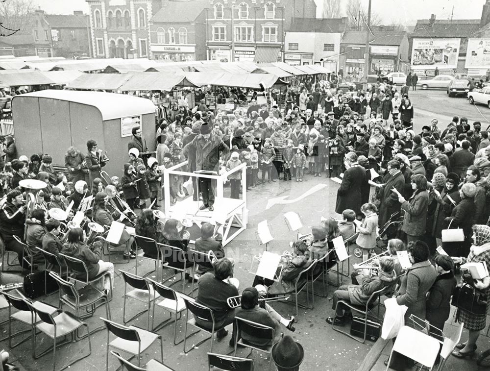 School Band, Market Place, Hucknall, 1972