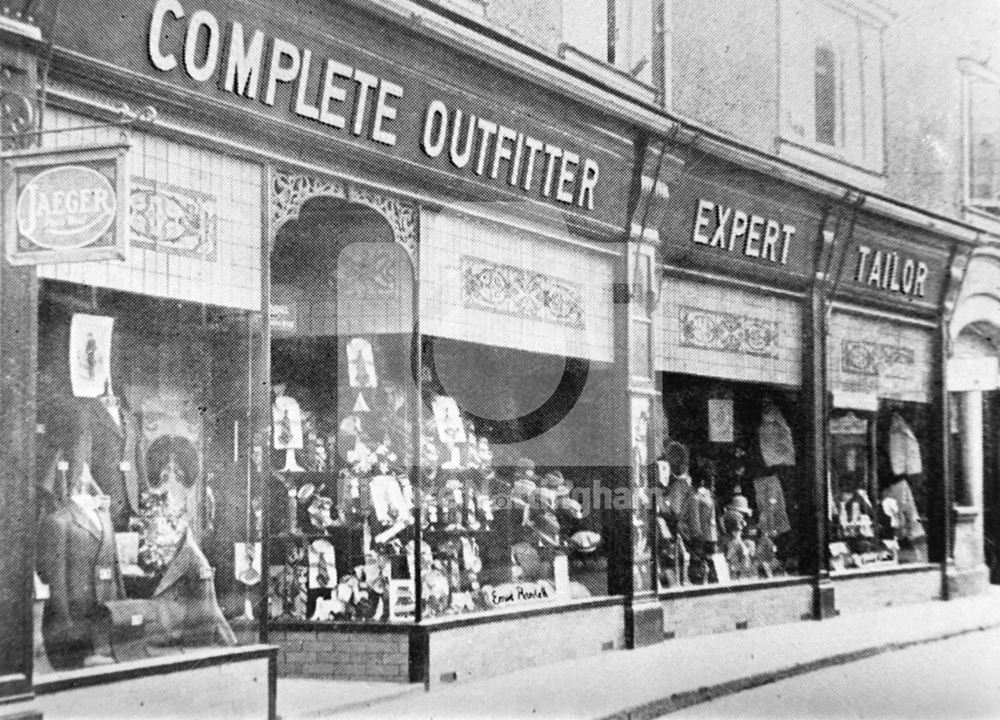 Ernest Randall, tailor and outfitter, Balderton Gate, Newark on Trent, c 1930