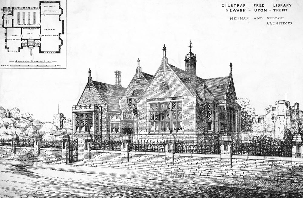 Gilstrap Free Library, Beast Market Hill, Newark, c 1885