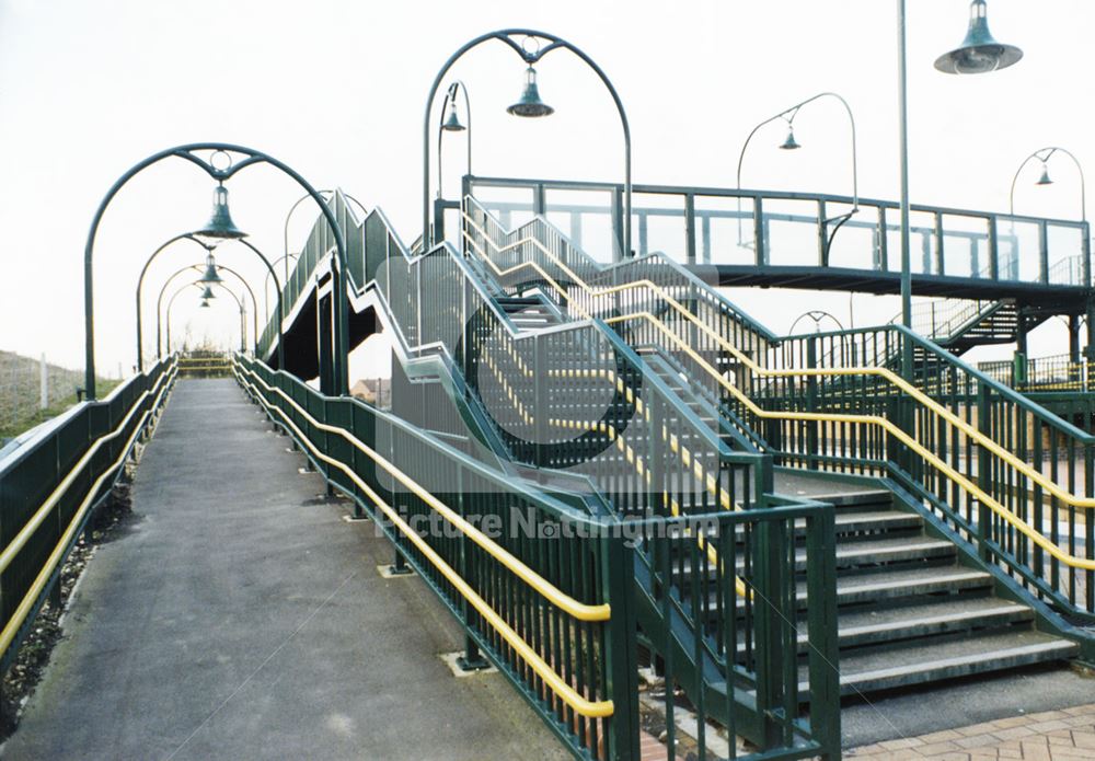 Footbridge at Mansfield Woodhouse station, Mansfield Woodhouse, 1999