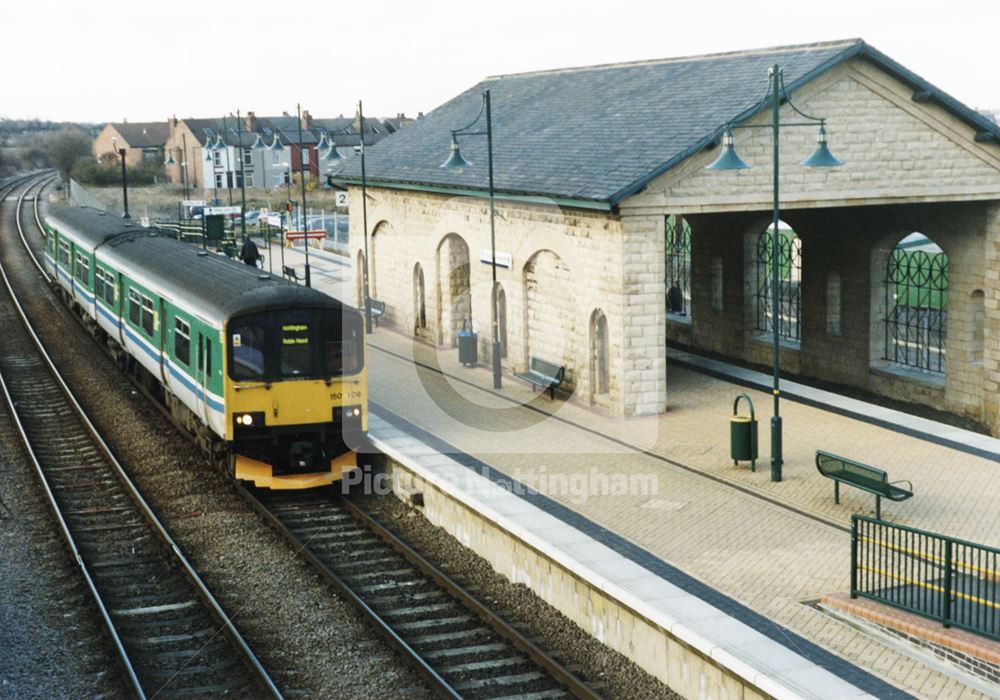 Train at Mansfield Woodhouse station, Mansfield Woodhouse, 1999