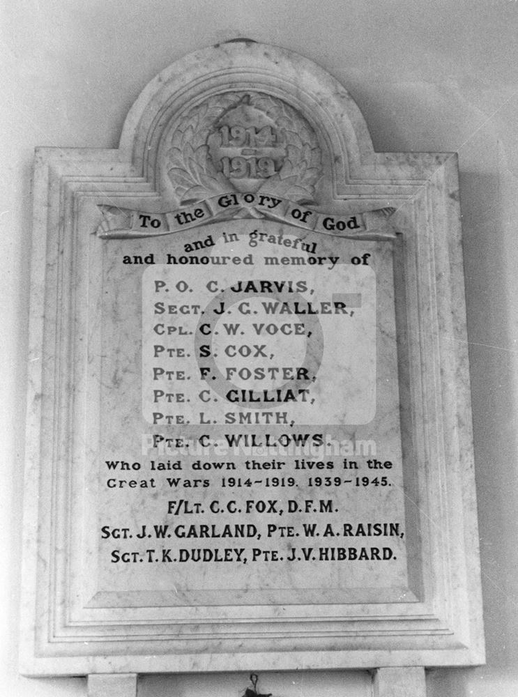 War Memorial, St Denis's Church Interior, Church Lane, Morton, 1979