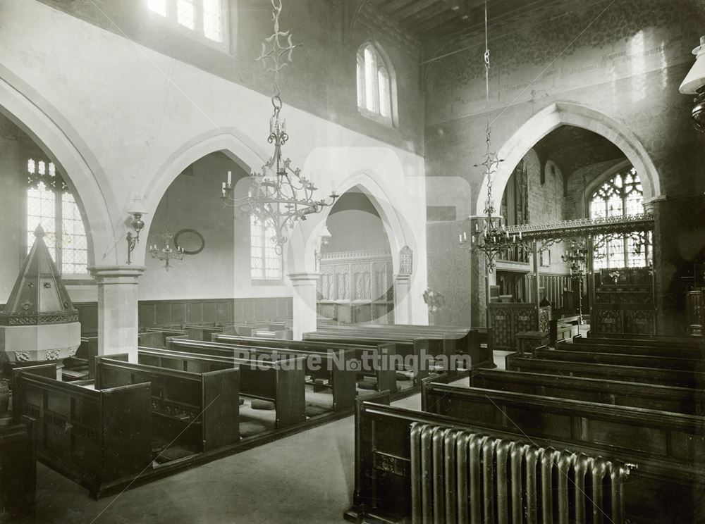 Interior of St Mary's Church, Plumtree, c 1910