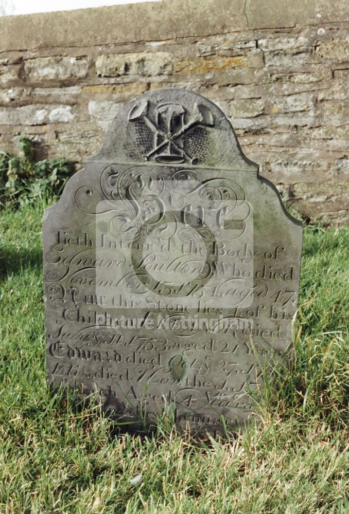 Headstone of Edward Poulton and family, St Margaret's Church, Owthorpe, 1992