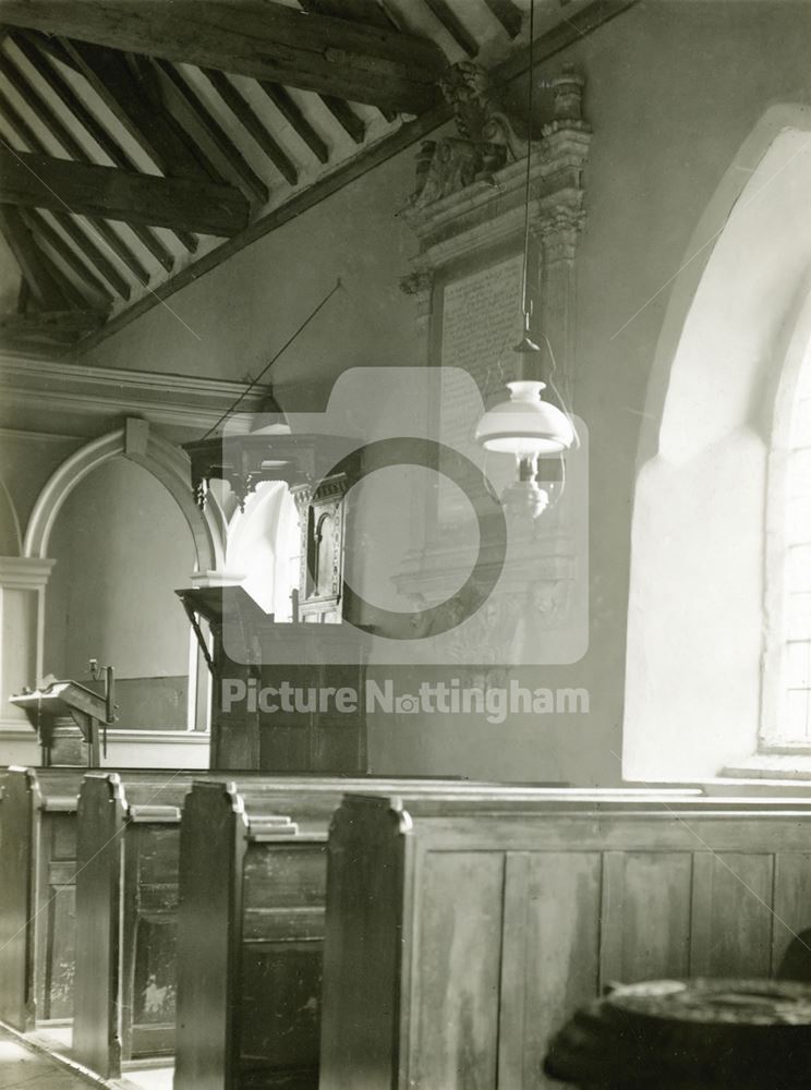 Interior of St Margaret's Church, Owthorpe,  c 1940