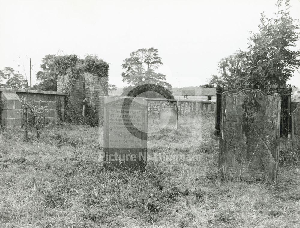 Memorials in churchyard, Owthorpe,  1964