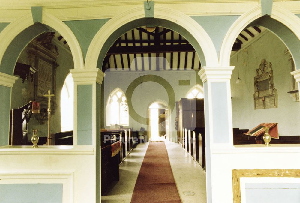 Interior of St Margaret's Church, Owthorpe, 1984