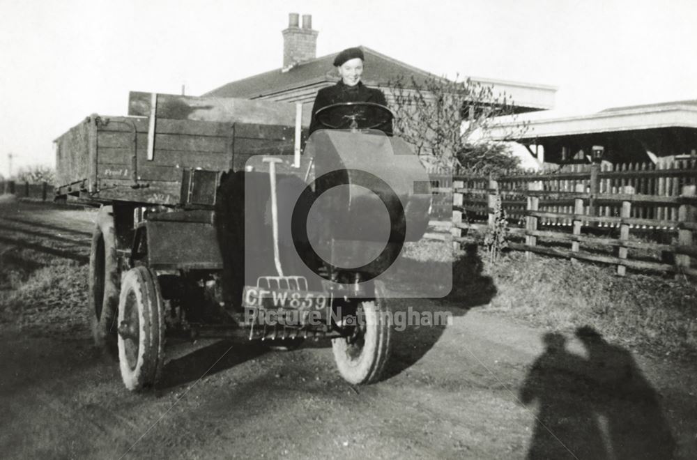 Muir-Hill tractor at railway station, New Bolingbroke, Lincolnshire, post 1944