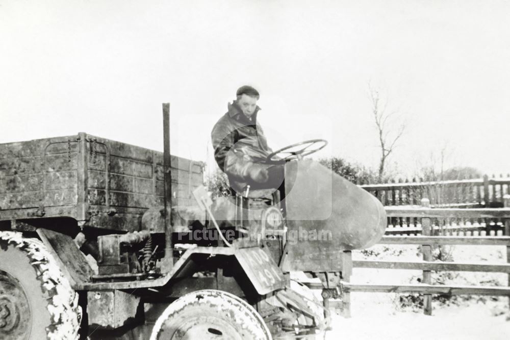 Muir-Hill tractor at railway station, New Bolingbroke, Lincolnshire, c 1951