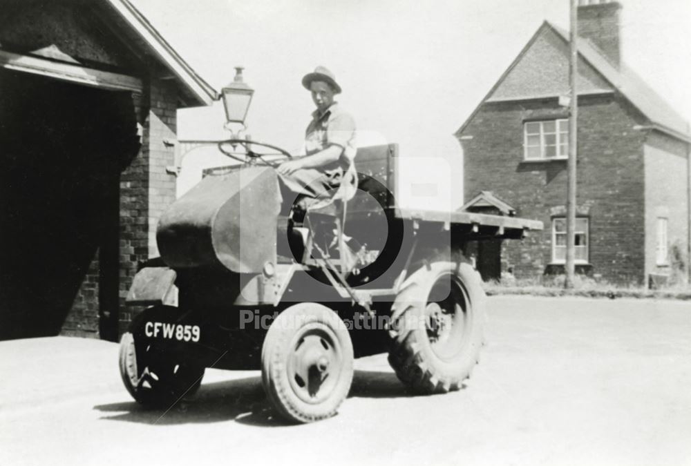 Muir-Hill tractor at railway station, New Bolingbroke, Lincolnshire, c 1951