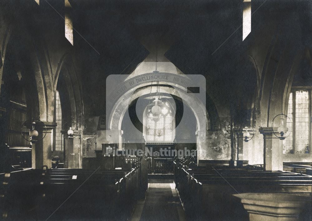 St Peter and St Paul's Church Nave, Oxton, c 1890