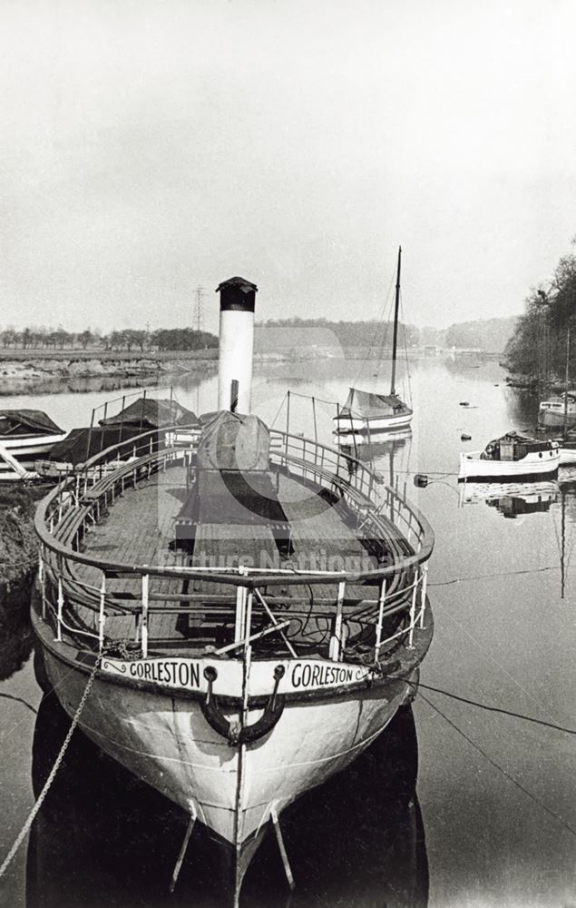 Pleasure boats moored on the River Trent, Radcliffe on Trent, 1950s